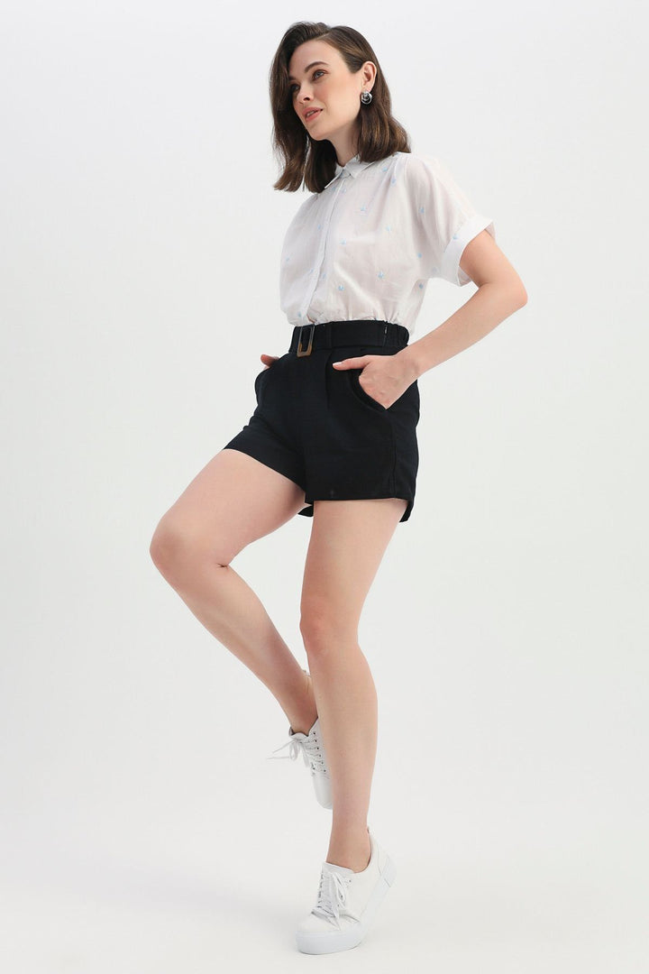 Kemerli Şort Siyah