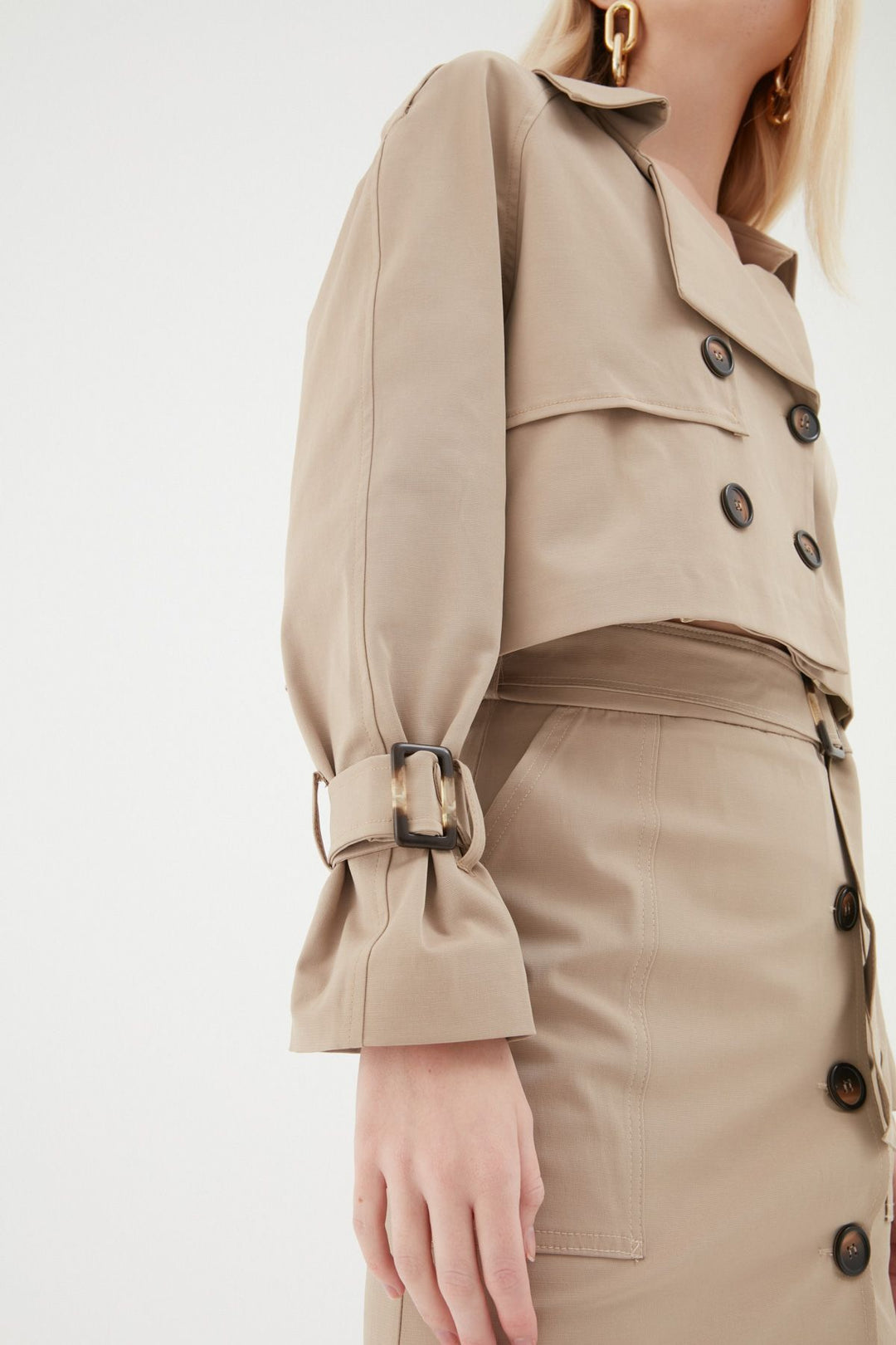 Kemerli Mevsimlik Ceket Bej