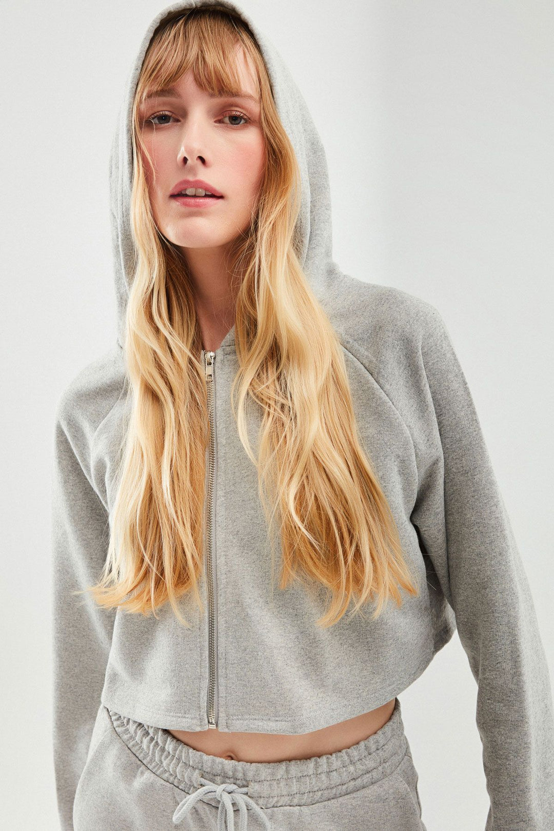 Fermuarlı Crop Sweatshirt Grimelanj