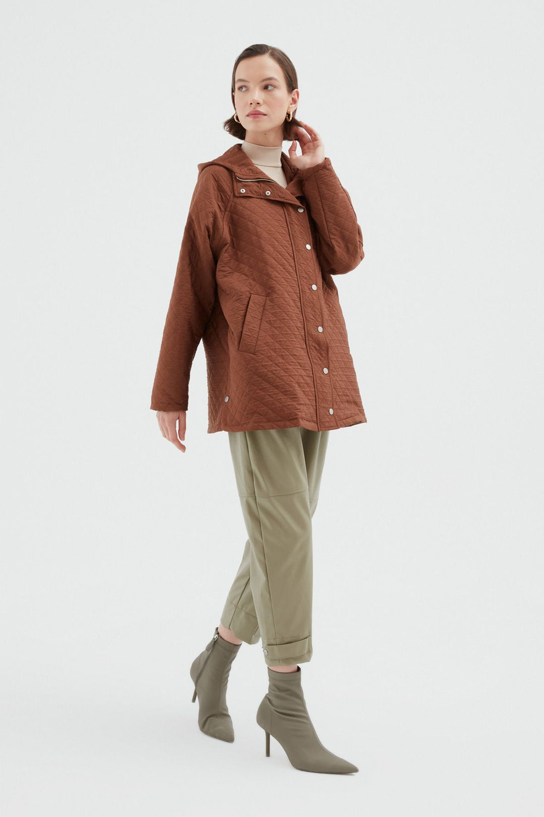 Oversize Quilted Coat Camel