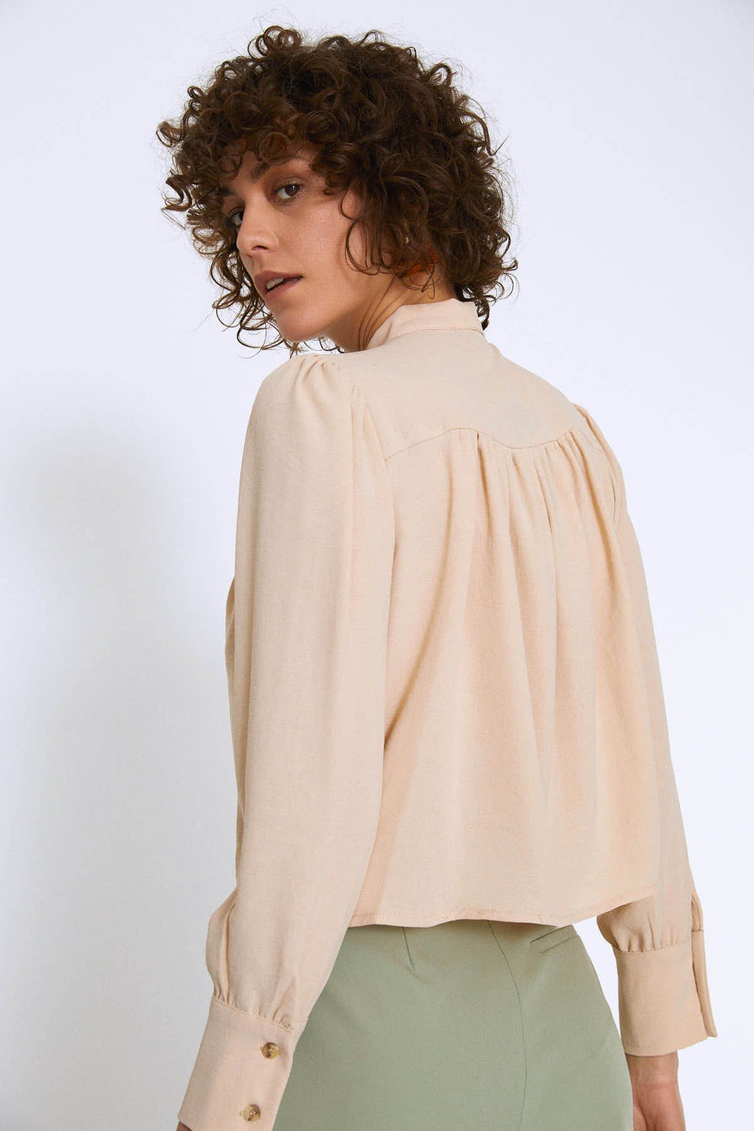 Tie Collar Shirt Stone