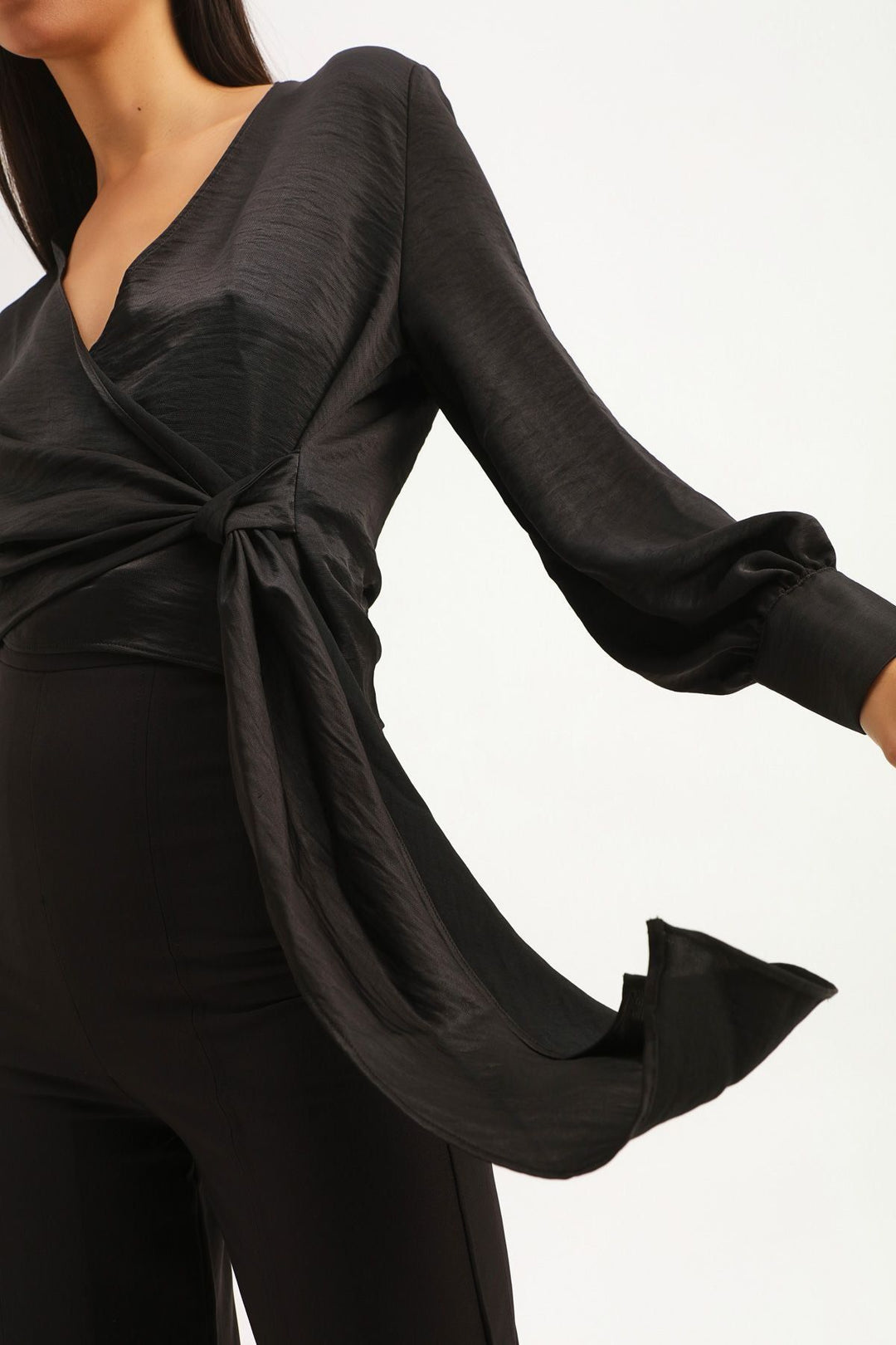 Double Breasted Collar Blouse Black