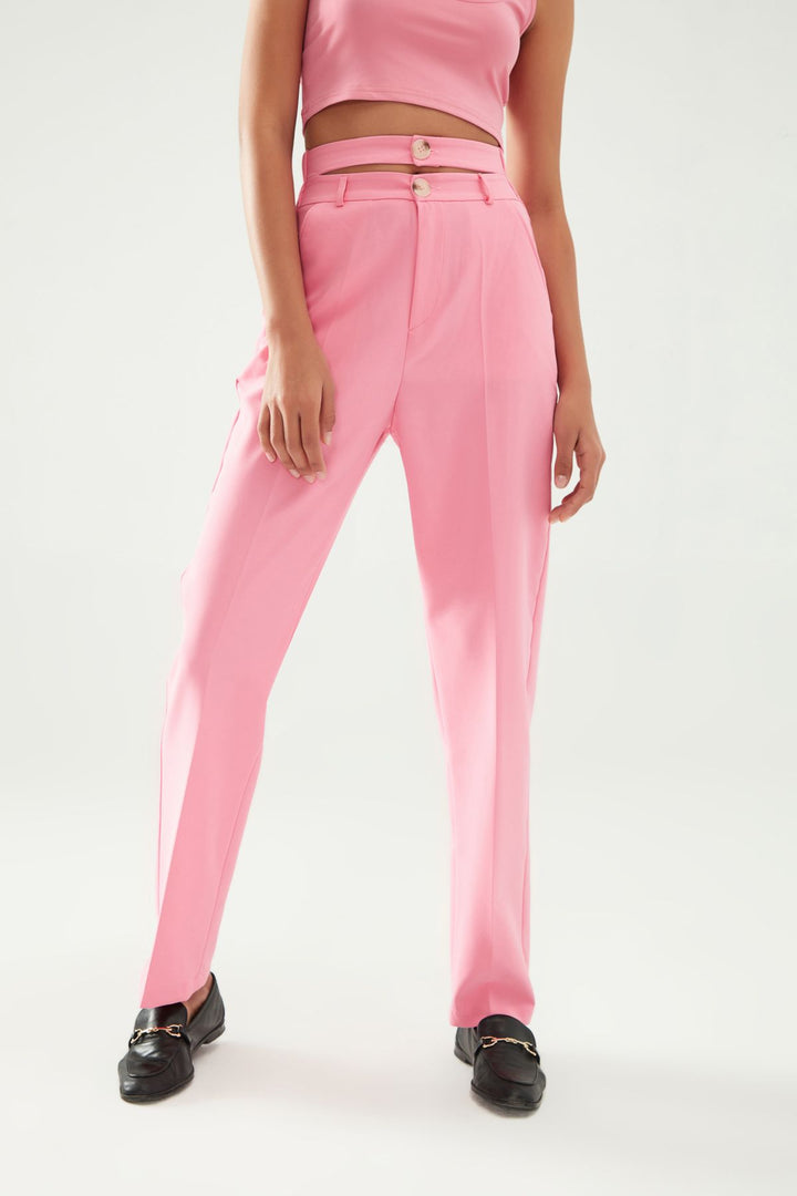 Belt Detailed Trousers Candy Pink