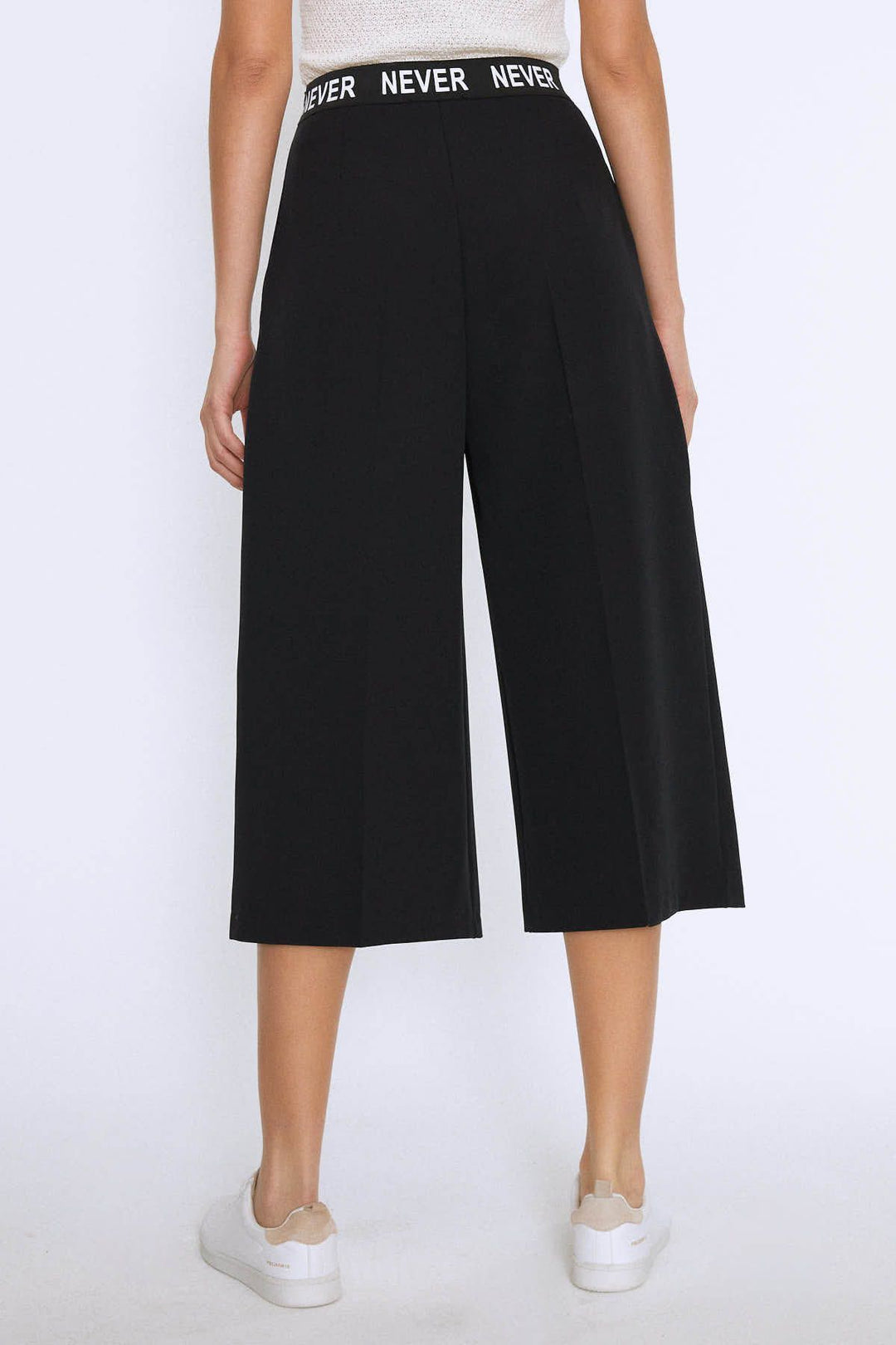 Beli Ribanalı Bol Paça Pantolon Siyah