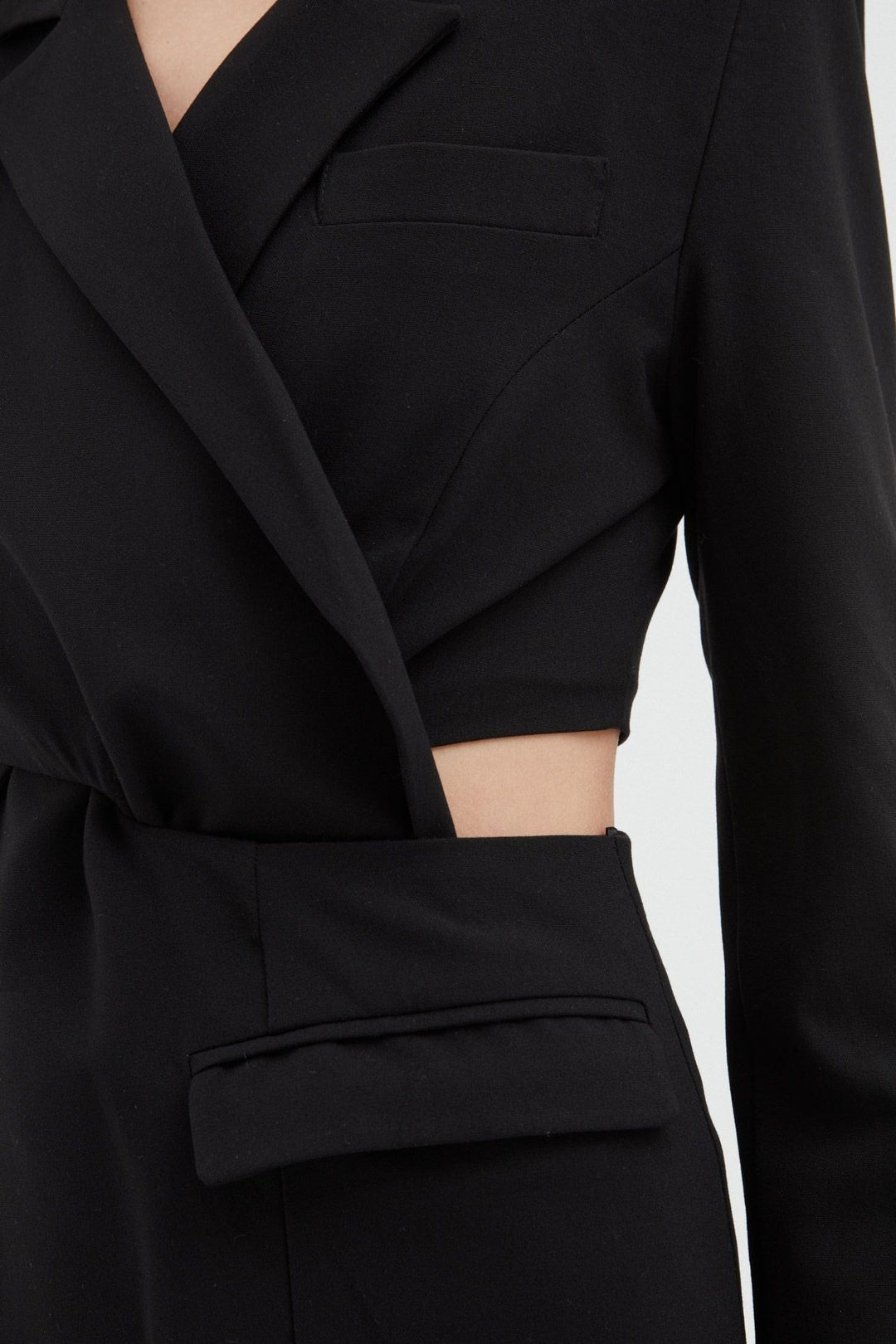 Cut Out Ceket Elbise Siyah