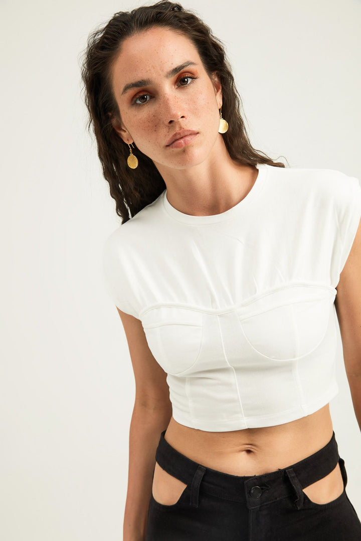 Sleeveless Crop T-Shirt Ecru