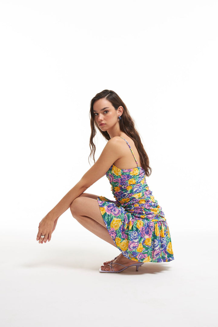 Strap Draped Mini Dress Lilac