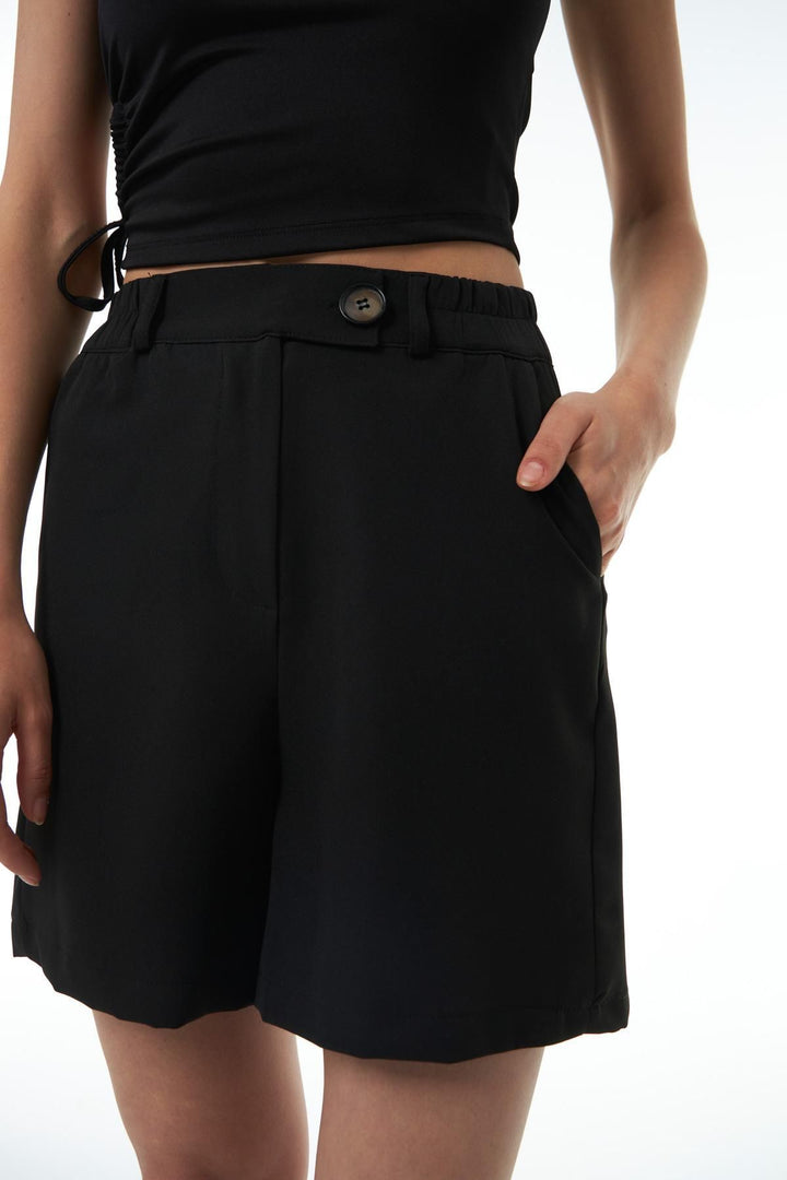 Elastic Waist Shorts Black