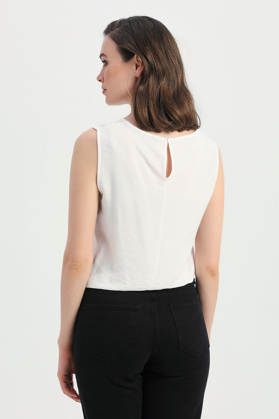 Tie Detailed Tank Top Ecru