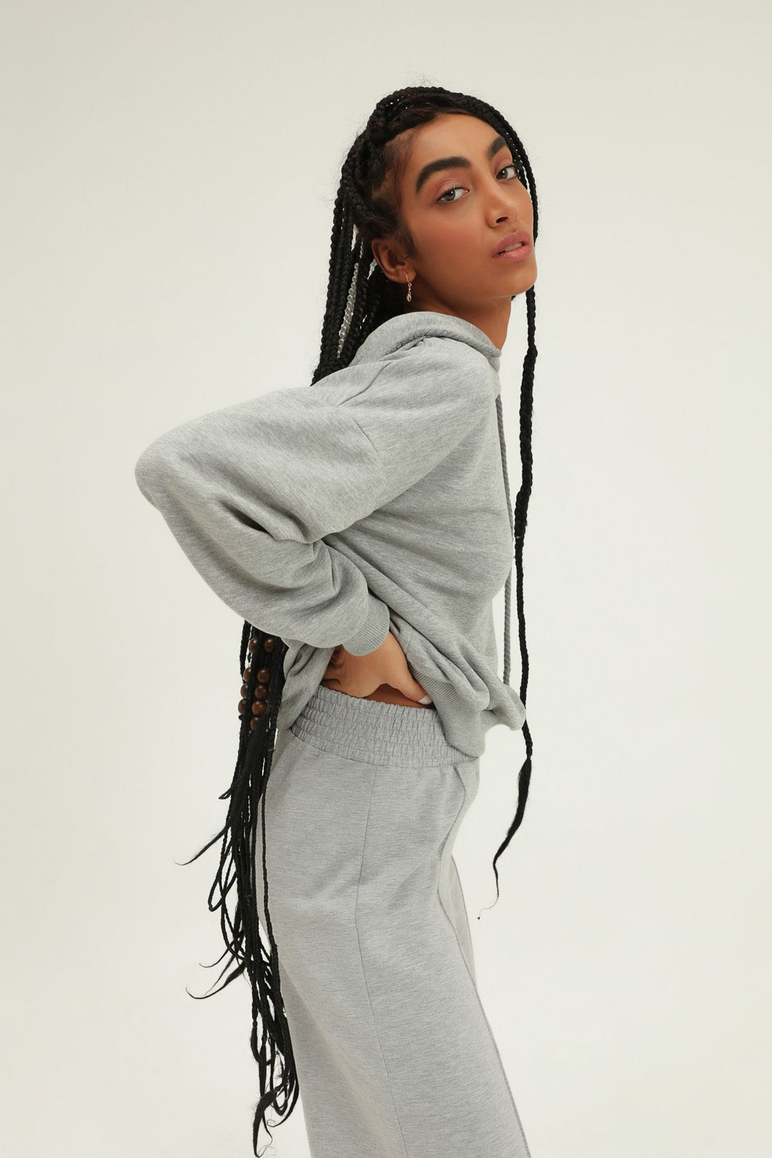 Printed Hoodie Sweatshirt Graymelange