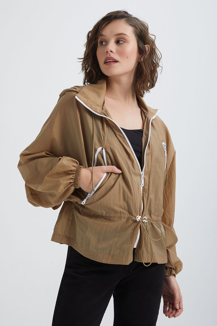 Hooded Raincoat Camel