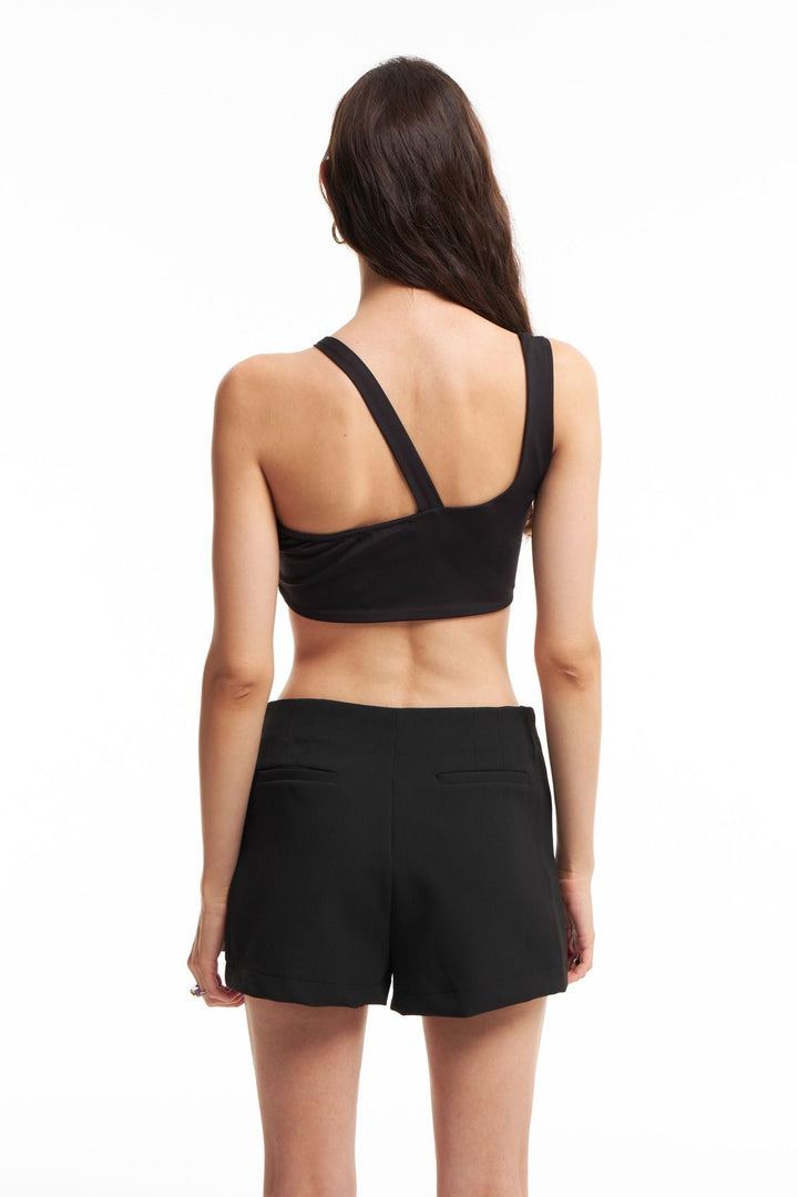 Tie Detailed Short Skirt Black