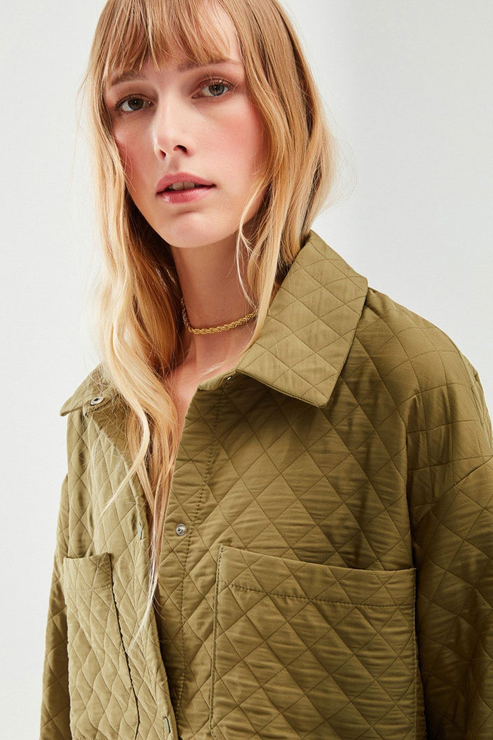 Oversize Quilted Jacket Khaki