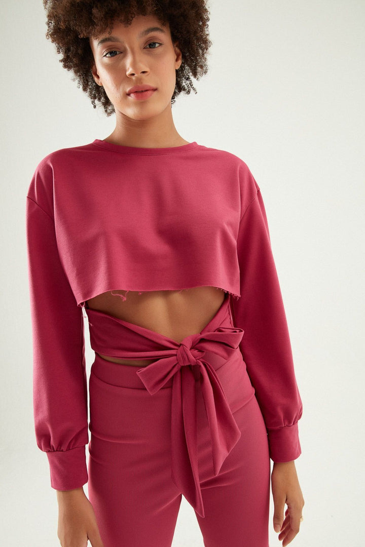 Tie Detailed Sweatshirt Orchid