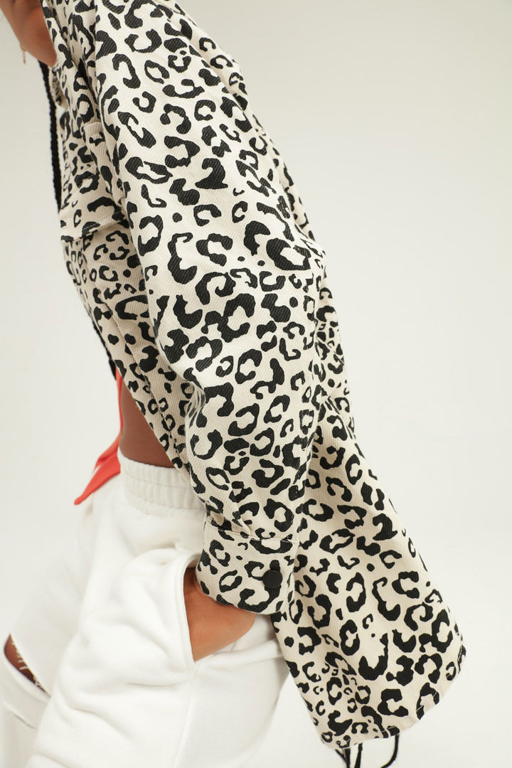 Leopar Desenli Cepli Gömlek Siyah