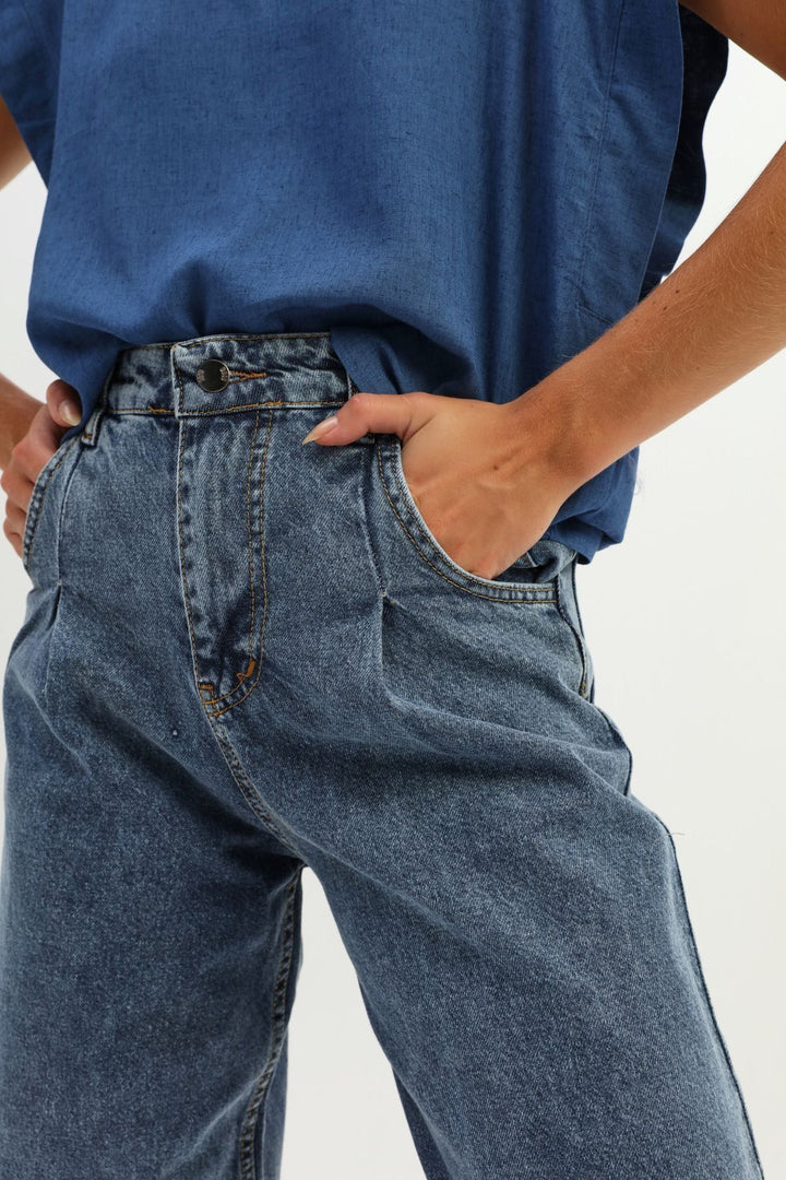 High Waist Slouchy Trousers Light Blue