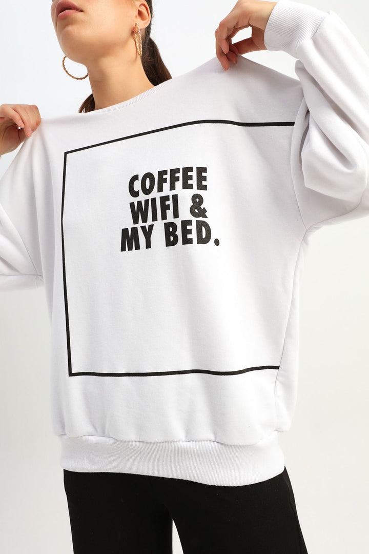 Letter Printed Sweatshirt White