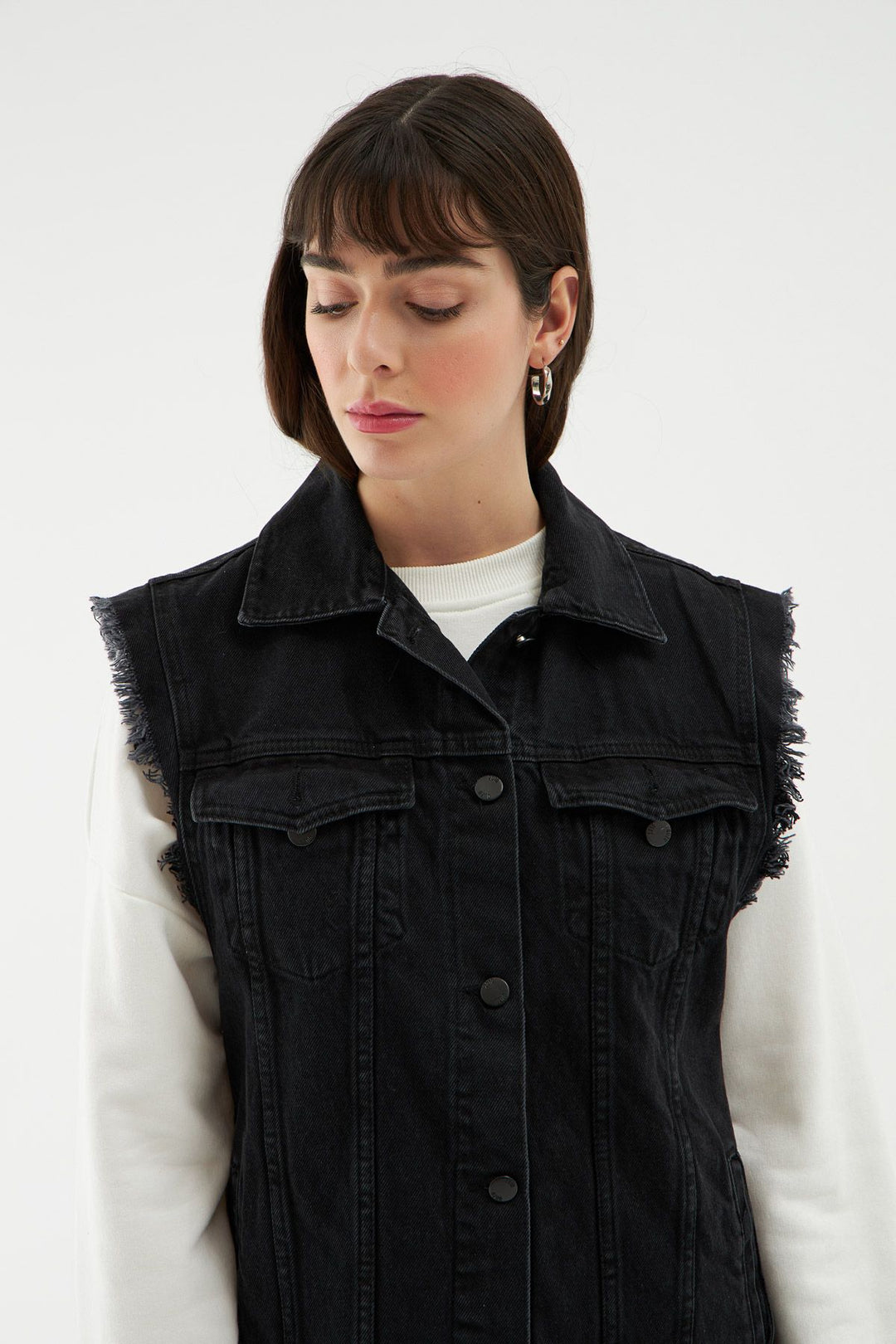 Denim Vest Jacket Anthracite