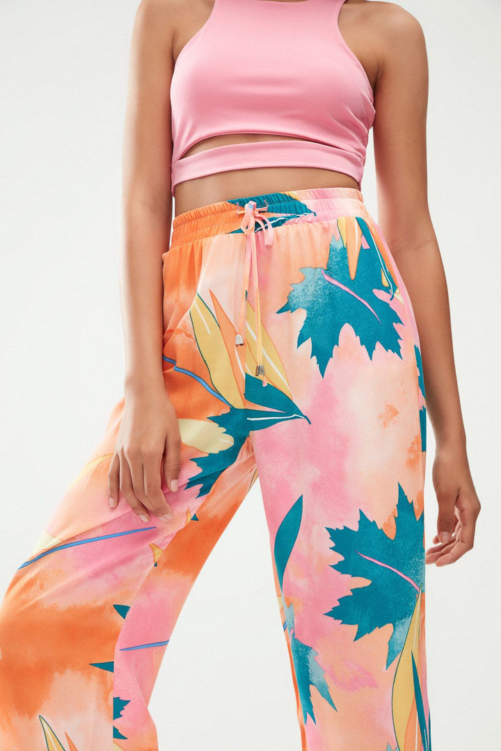 Elastic Waist Wide Leg Trousers Orange