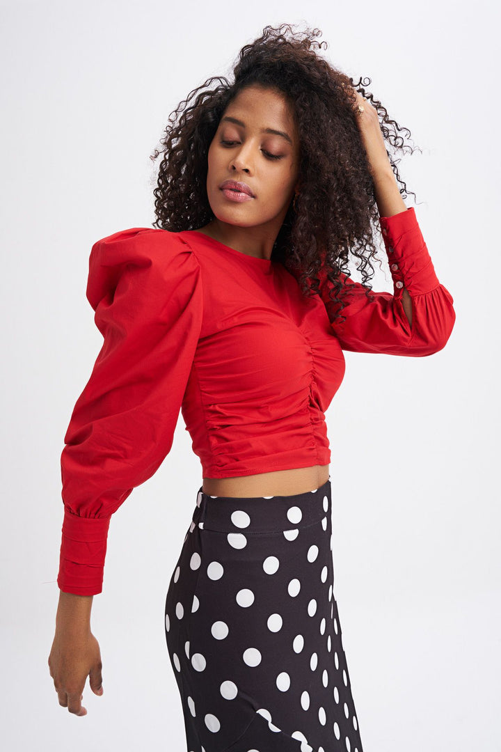 Balon Kol Gipeli Bluz Kırmızı