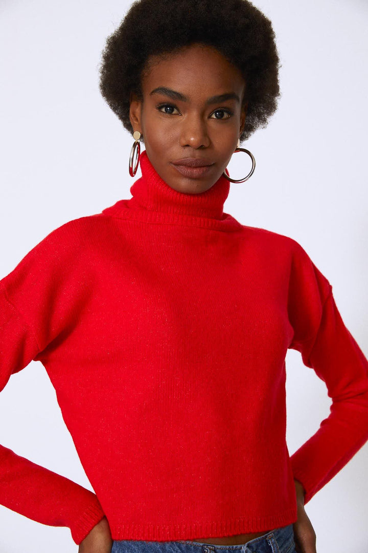 Turtleneck Sweater Red