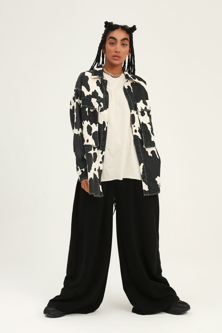 Patterned Gabardine Shirt Black