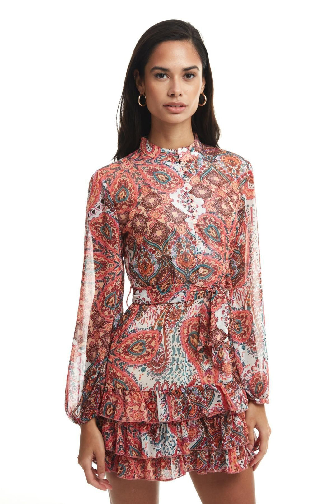 Pleat Detailed Mini Dress Fuchsia