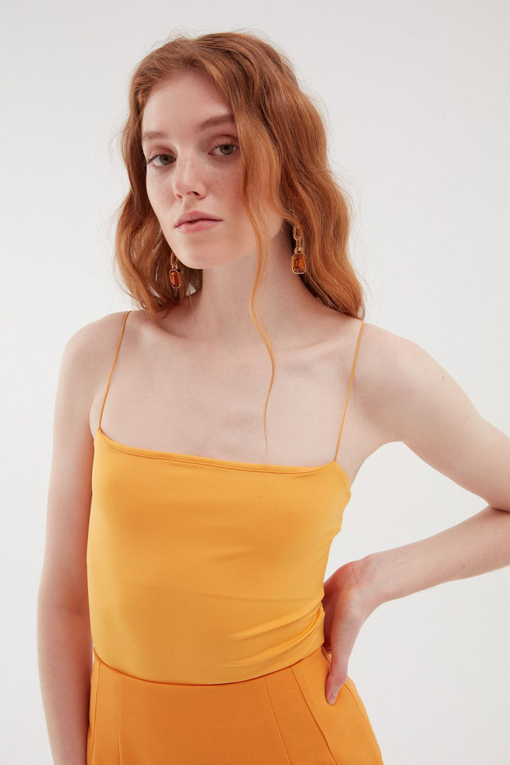Askılı Bodysuit Açık Oranj