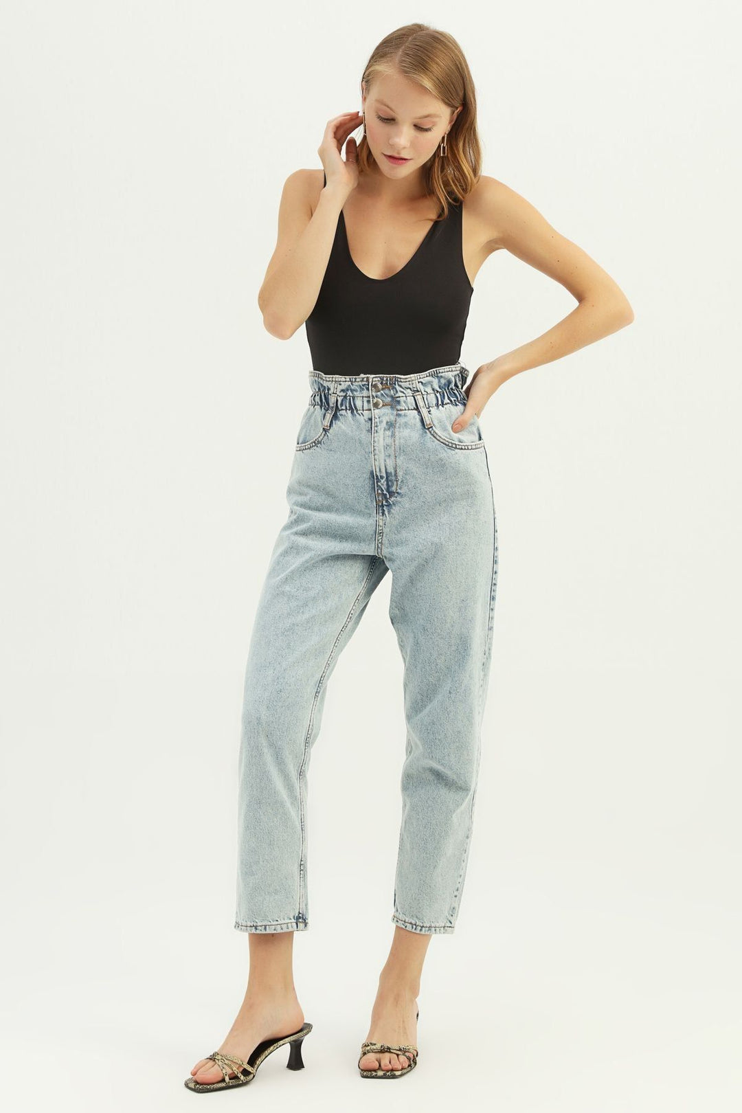 Strap V Neck Bodysuit Black