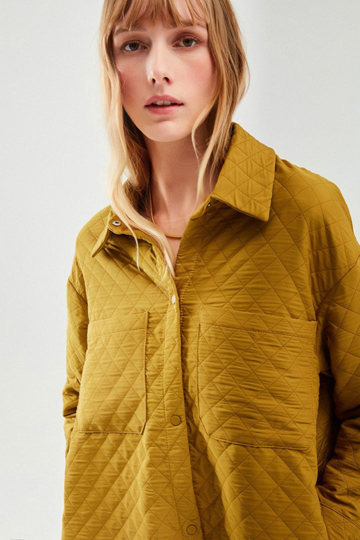 Oversize Kapitone Ceket Olive