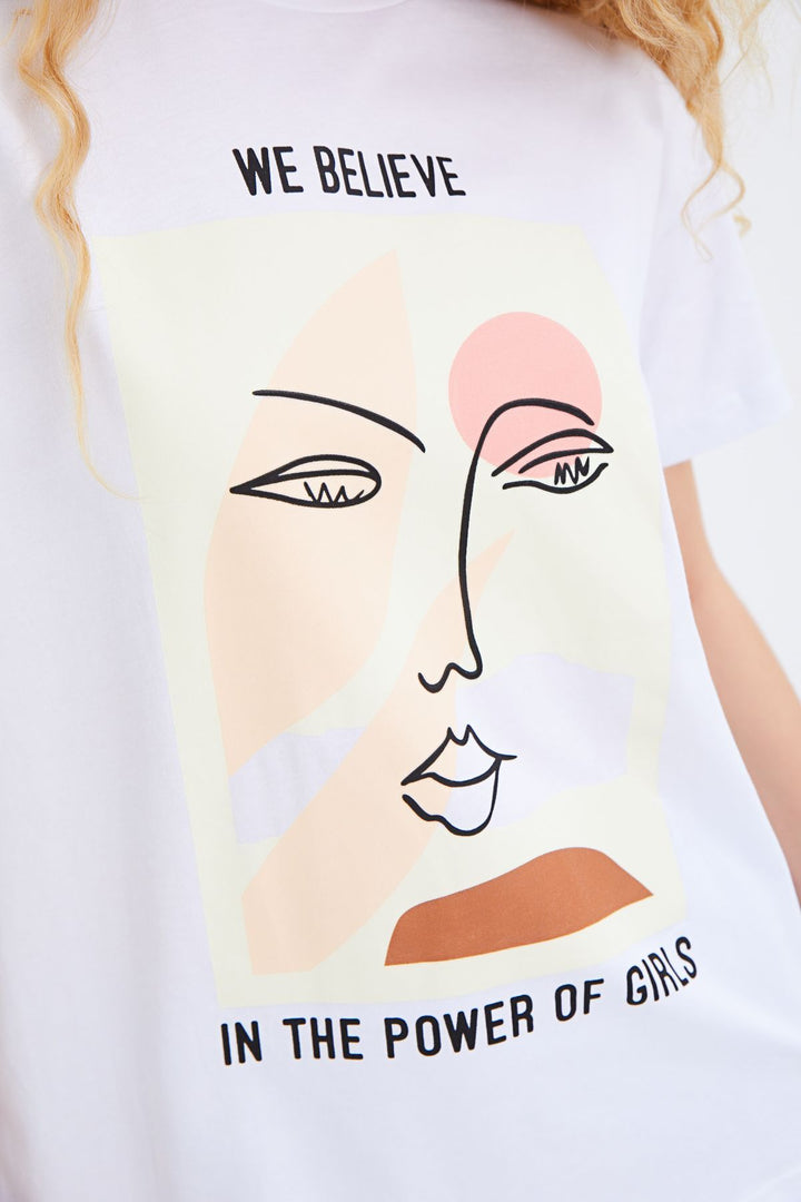 Baskılı Tişört Beyaz