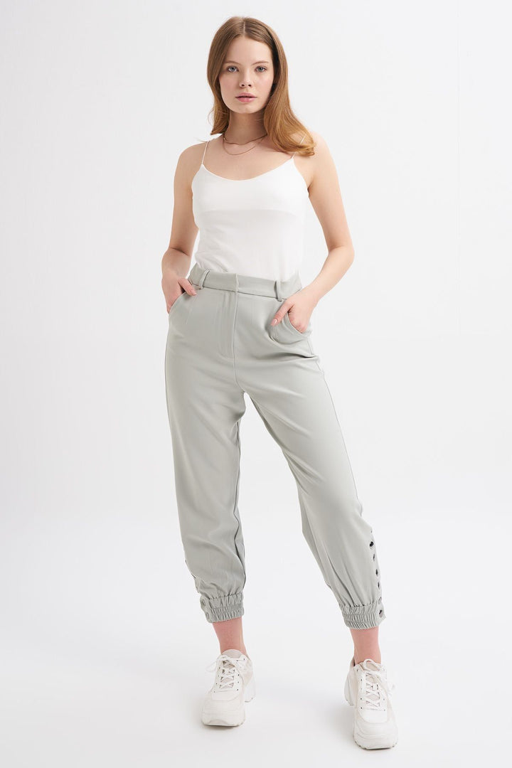 Paçası Çıtçıtlı Jogger Pantolon Mint