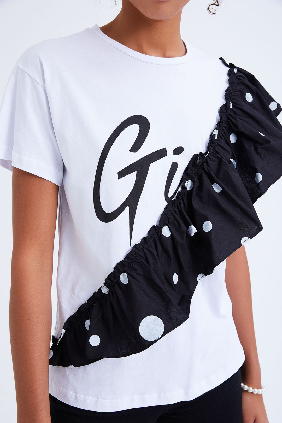 Fırfırlı Tişört Siyah