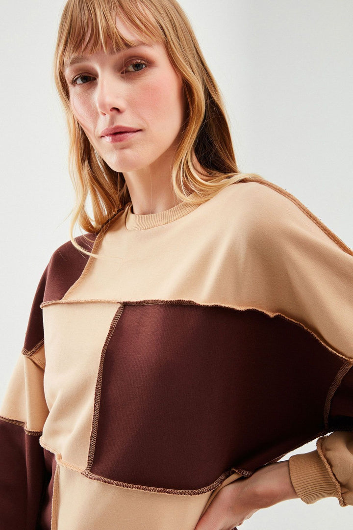 Blocky Oversize Sweatshirt Brown