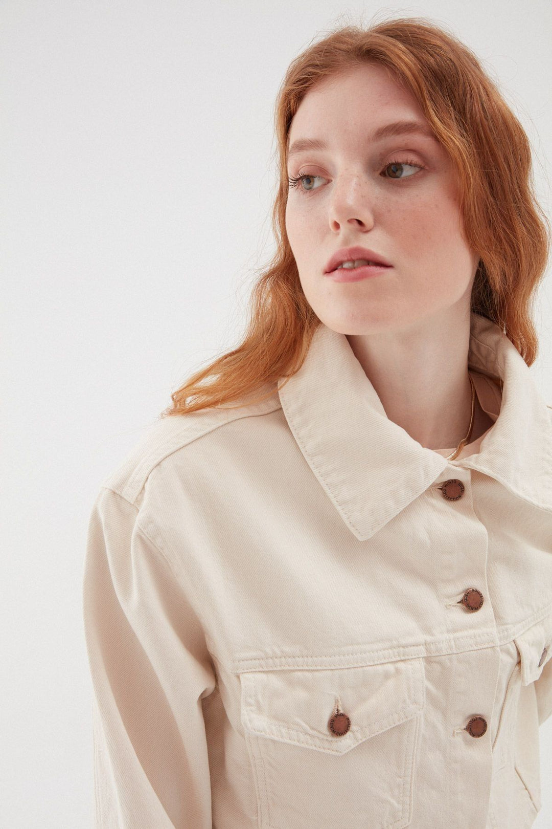 Crop Denim Jacket Bone