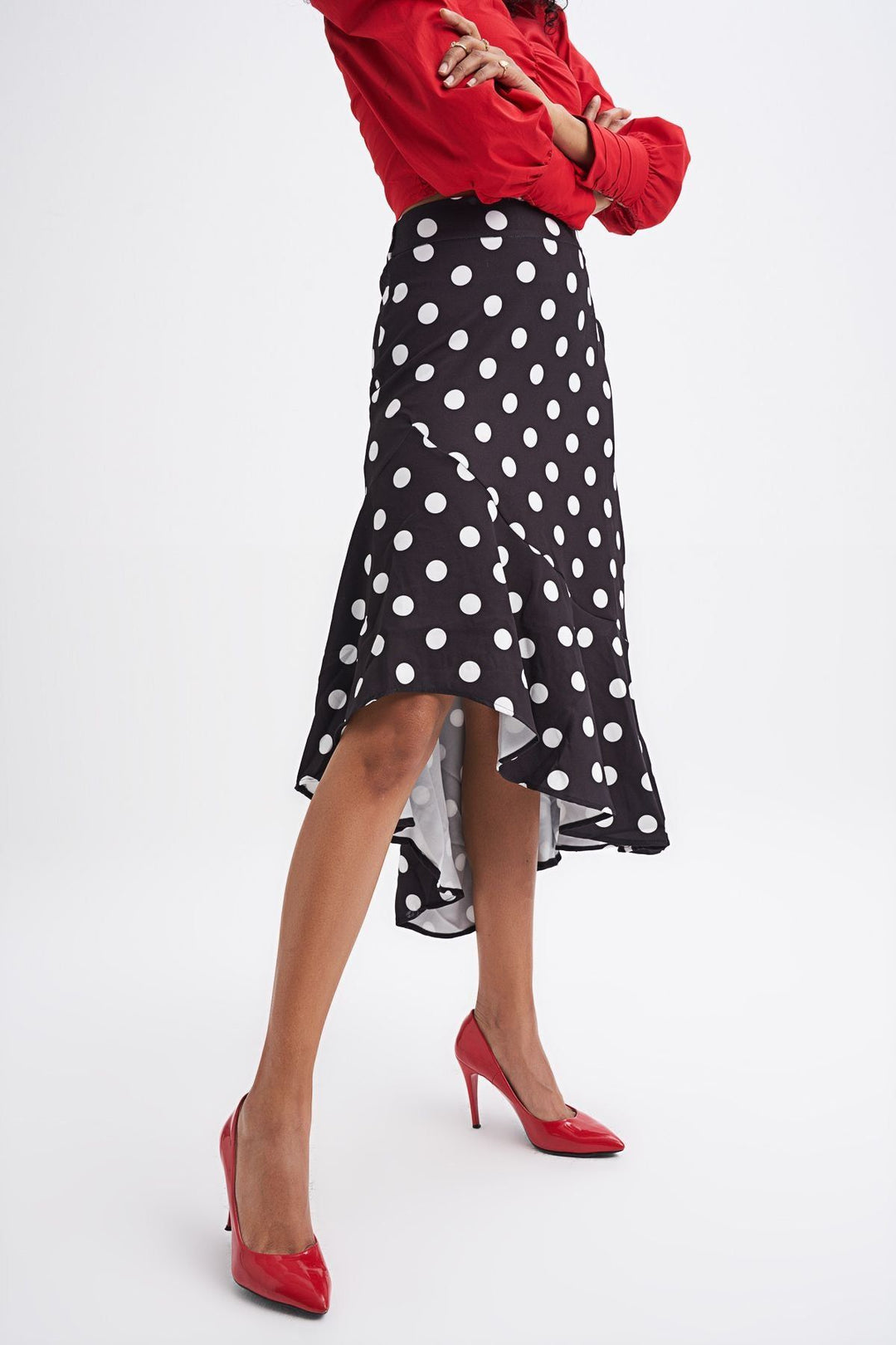 Ruffle Polka Dot Skirt Black