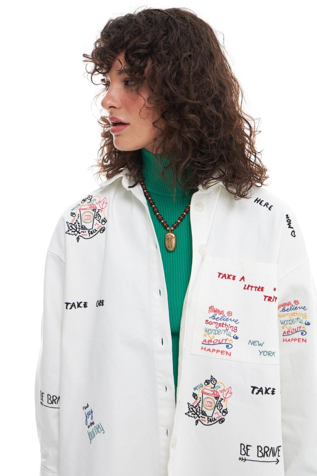 Color Printed Jacket Ecru