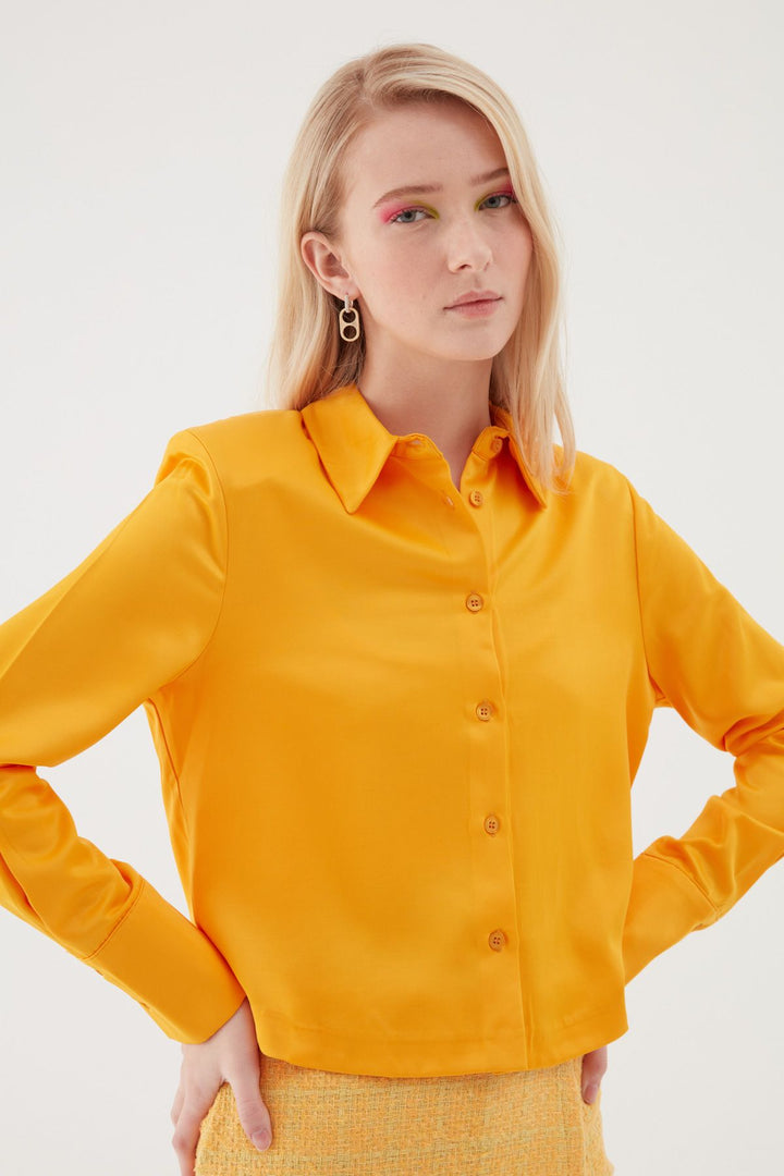 Satin Shirt With Wadding Sleeves Orange