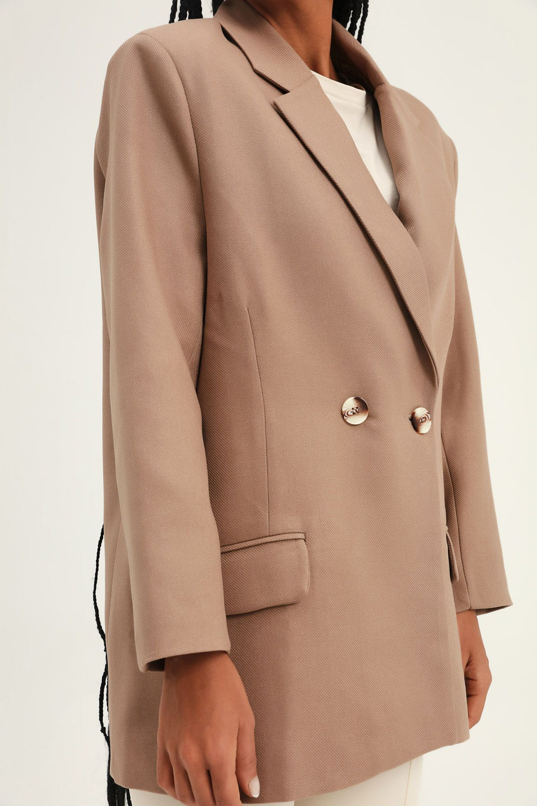 Double Breasted Collar Blazer Jacket Camel