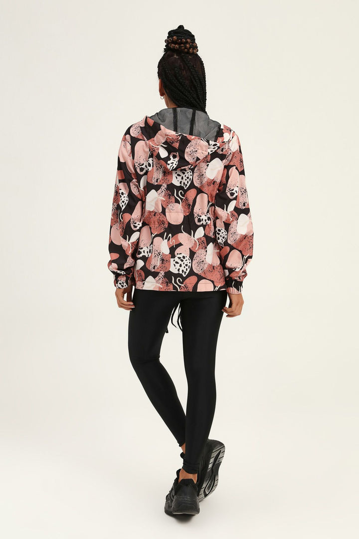 Patterned Elastic Waist Raincoat Black