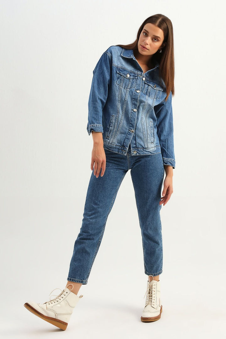 Boyfriend Denim Jacket Dark Blue