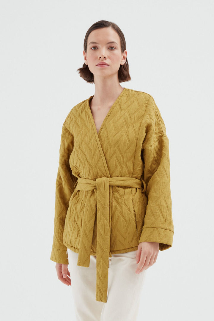 Bound Quilted Jacket Olive