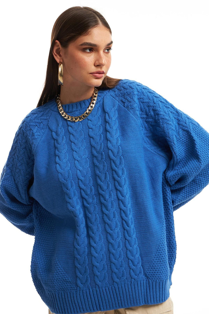 Knit Oversize Sweater Blue