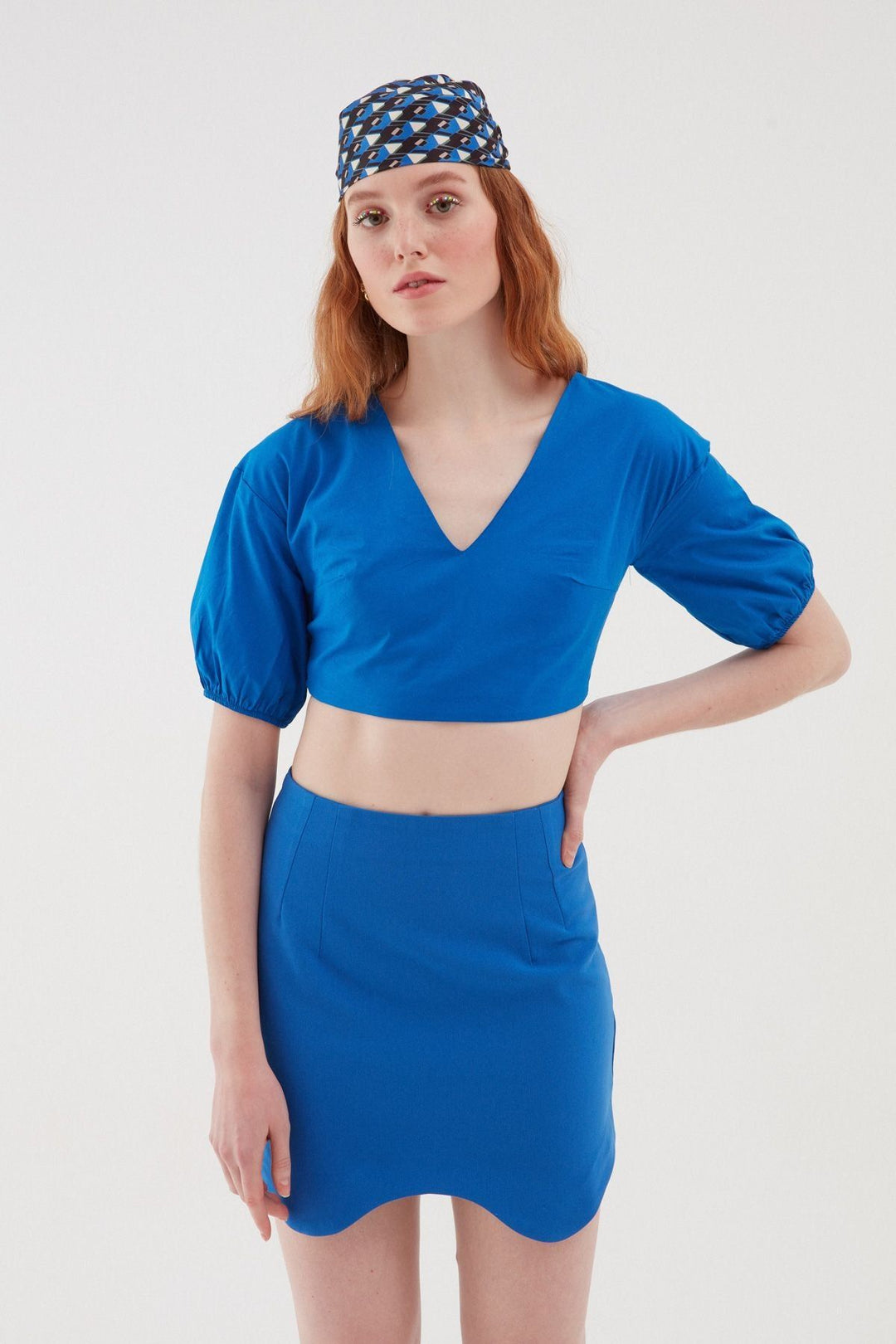 Asymmetric Mini Skirt Sax