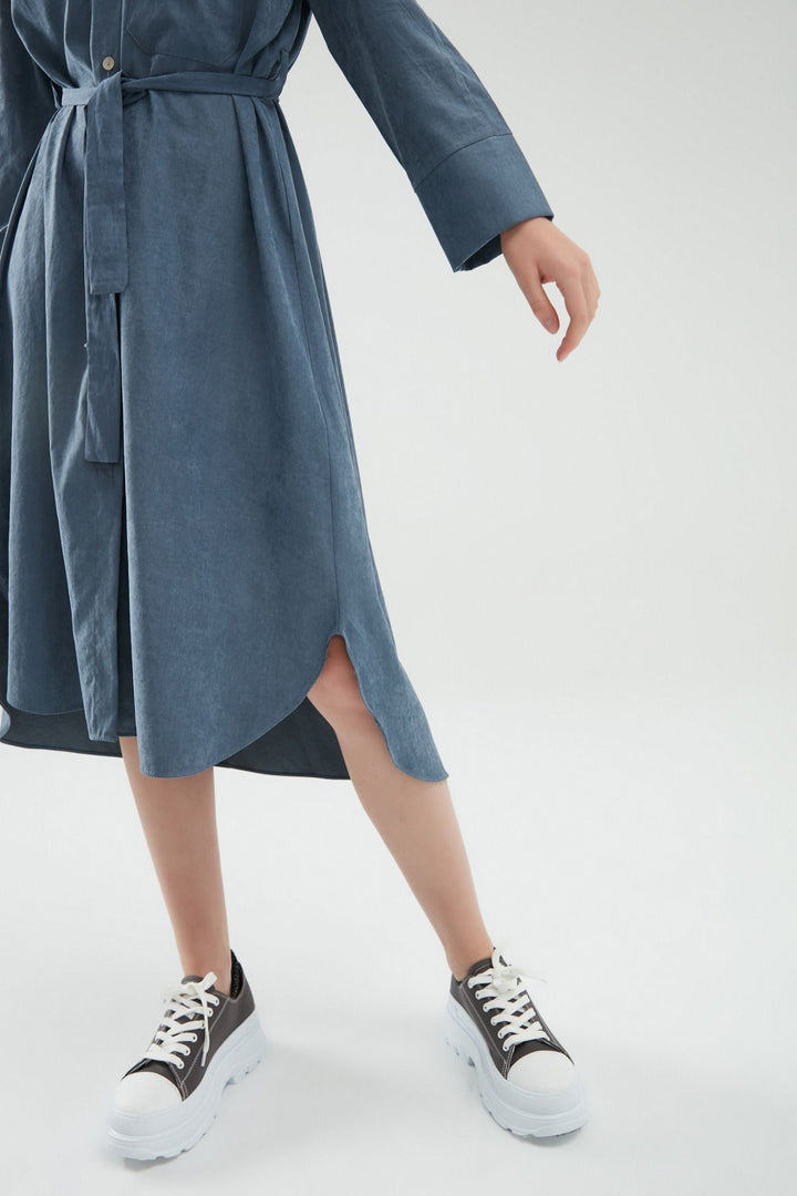 Belted Shirt Dress Indigo