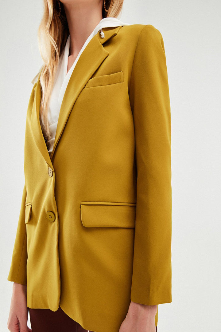 Hooded Blazer Jacket Olive