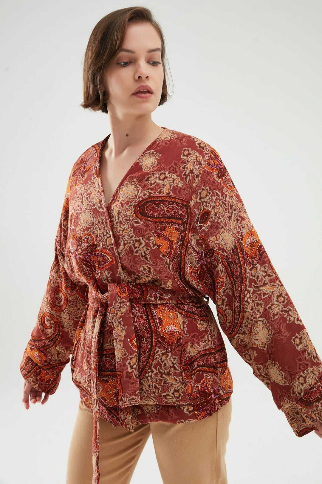 Oversize Belted Kimono Jacket Tile