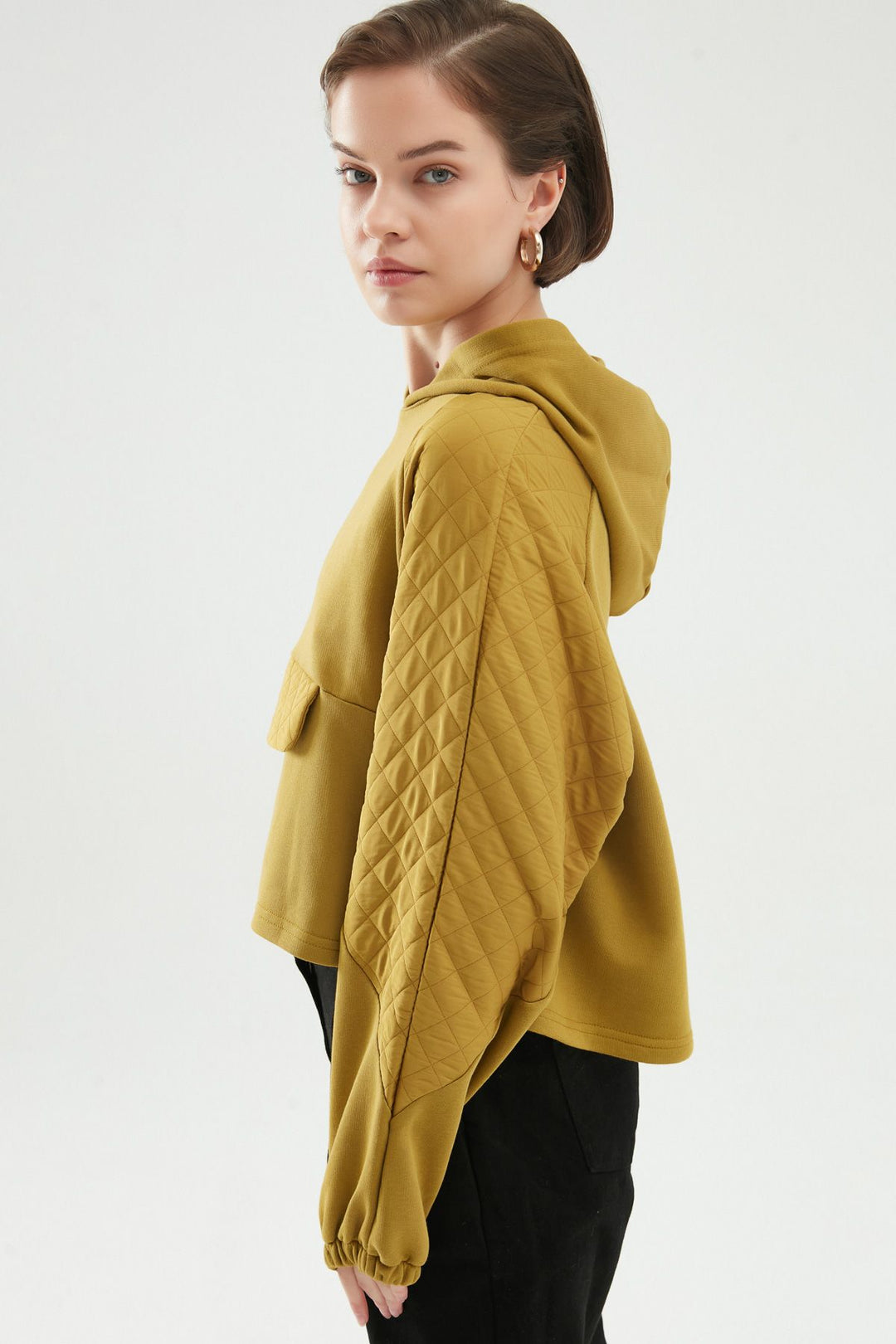 Quilted Detail Sweatshirt Olive