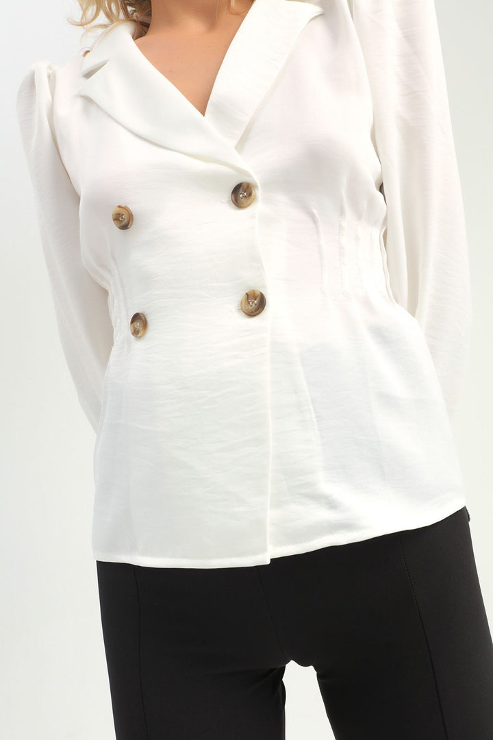 Waistcoat Double Breasted Buttoned Blouse Ecru