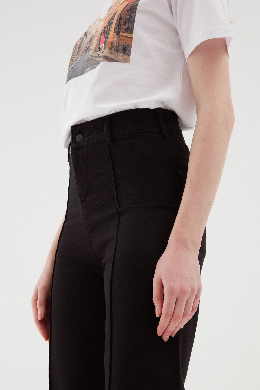 Bol Paça Gabardin Pantolon Siyah